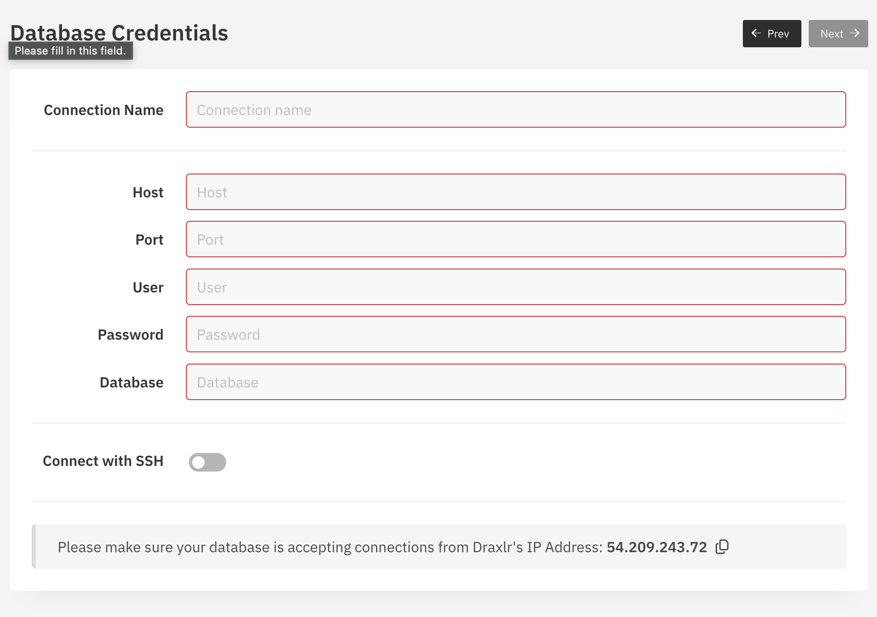 Connection Form